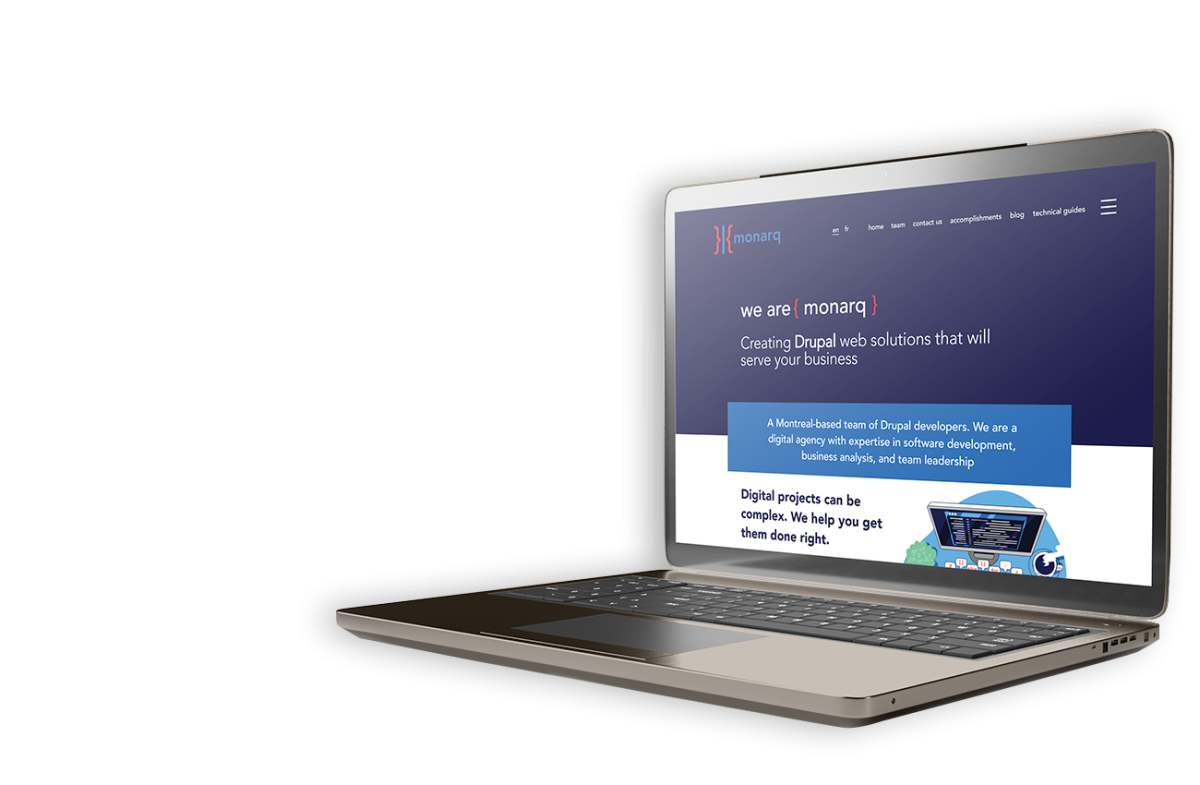 Computer with Monarq website